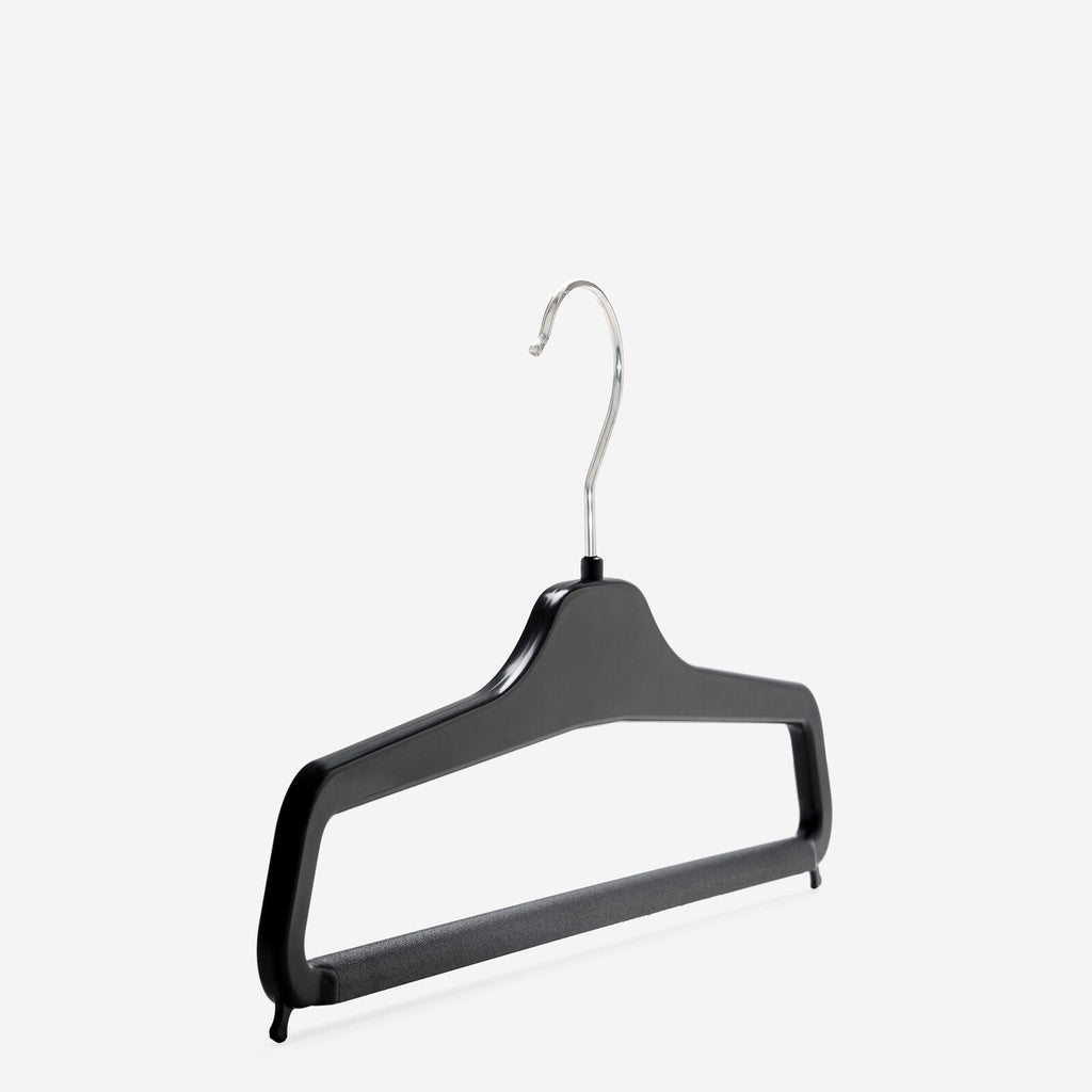Gruccia personalizzabile – gruccia per pantaloni – gruccia in plastica riciclata nera – P3 - depla